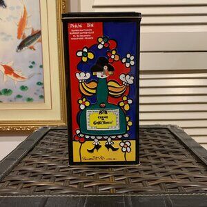 Romero Britto Vintage 1990 Collectible Tall Rectangle Tin Container